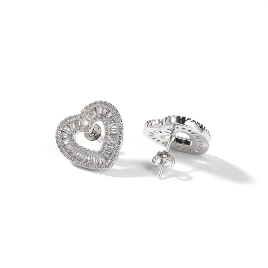 Valentine Rouge Heart Studs: Strike a Pose (18K White Gold Plated)