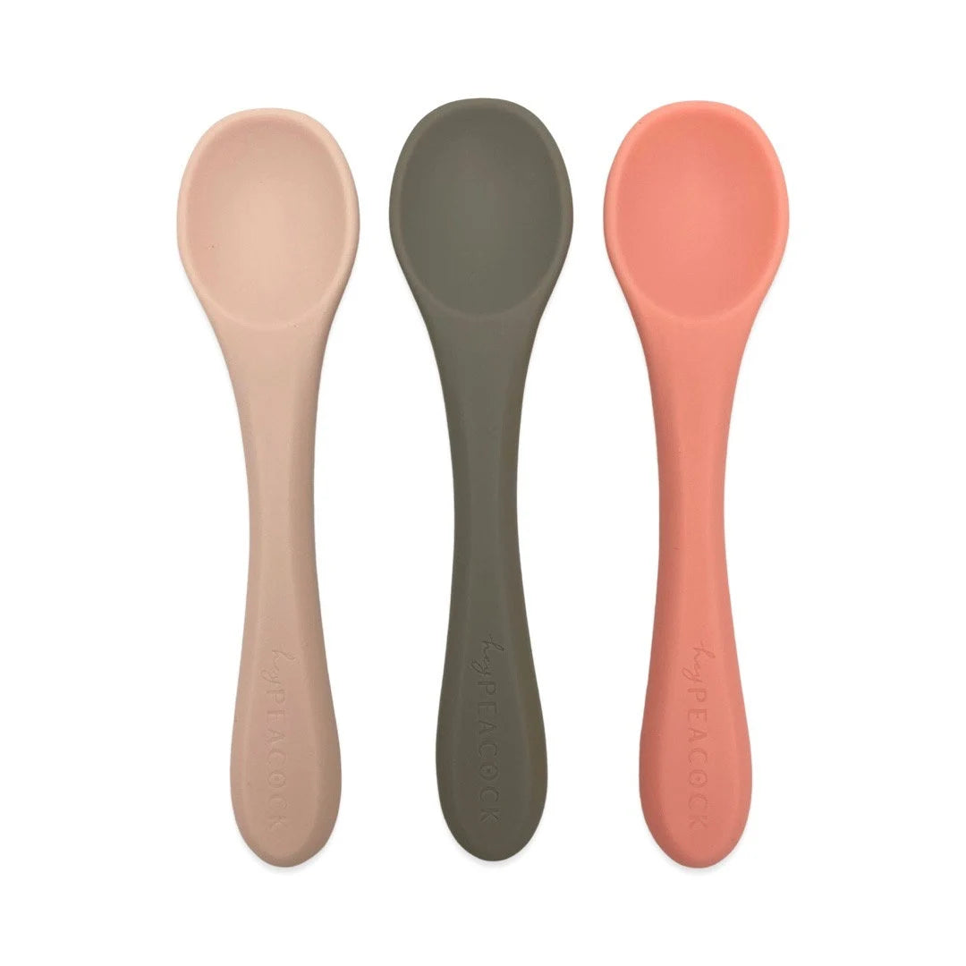 Silicone Baby Feeding Spoons, Infant - Toddler, Self-Feeding, Dishwasher Safe, 3-Pack (MULTI)