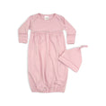 Load image into Gallery viewer, 100% PIMA Cotton Newborn Pleated Gown & Hat Set: Light Pink (0-6 months)
