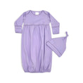 Load image into Gallery viewer, 100% PIMA Cotton Ruffle Dress/Bloomer Set + Lavender Gown/Hat (Lavender Picot Trim)
