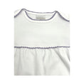 Load image into Gallery viewer, 100% PIMA Cotton Newborn Pleated Gown & Hat Set: White with Lavender Picot (0-6 months)
