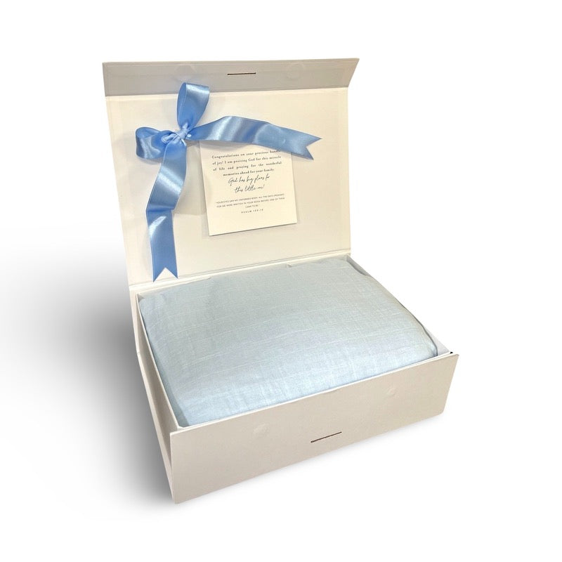 Swaddle Muslin Blanket: Solid Blue, Boy Newborn Gift