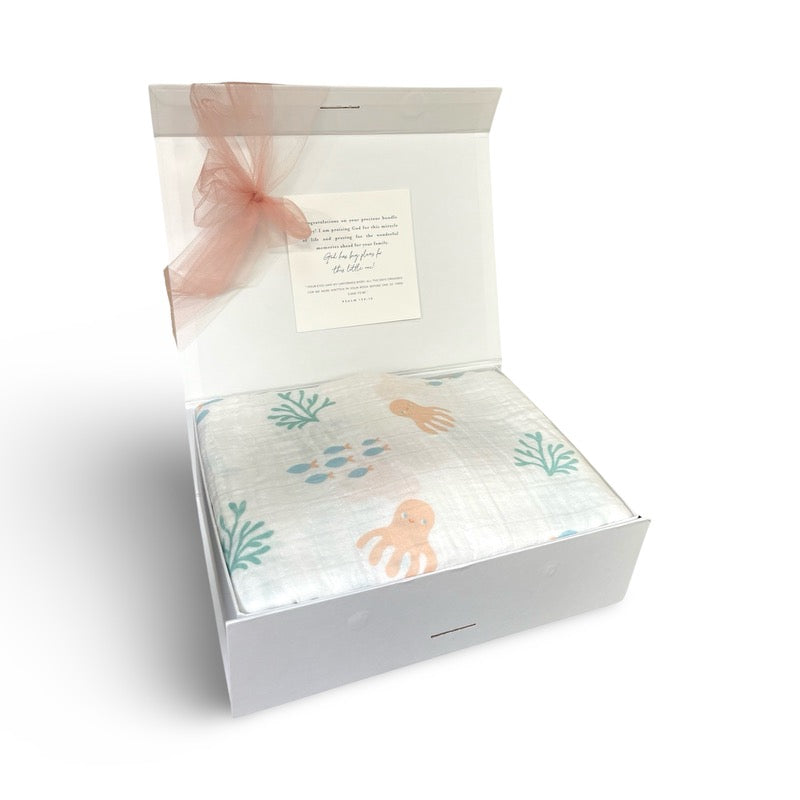 Swaddle Muslin Blanket: Under the Sea, Girl Newborn Gift