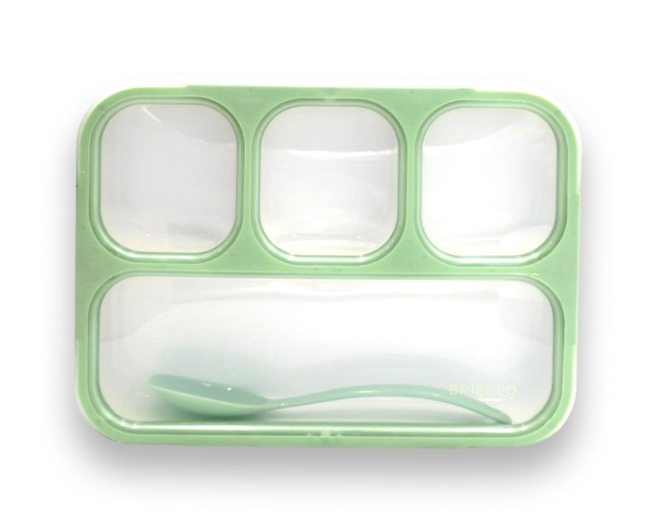 BRIELLO BENTO Lunchbox for Kids & Adults (Leakproof, Dishwasher Safe, BPA-Free with Utensil) (Combo Light Green/Light Pink)