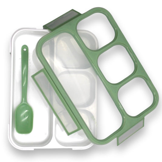 BRIELLO BENTO Lunchbox for Kids & Adults (Leakproof, Dishwasher Safe, BPA-Free with Utensil) (Combo Light Green/Light Pink)