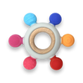 Load image into Gallery viewer, Colorful Baby Teether Toy, BPA-Free Silicone Rings with Organic Natural Wood
