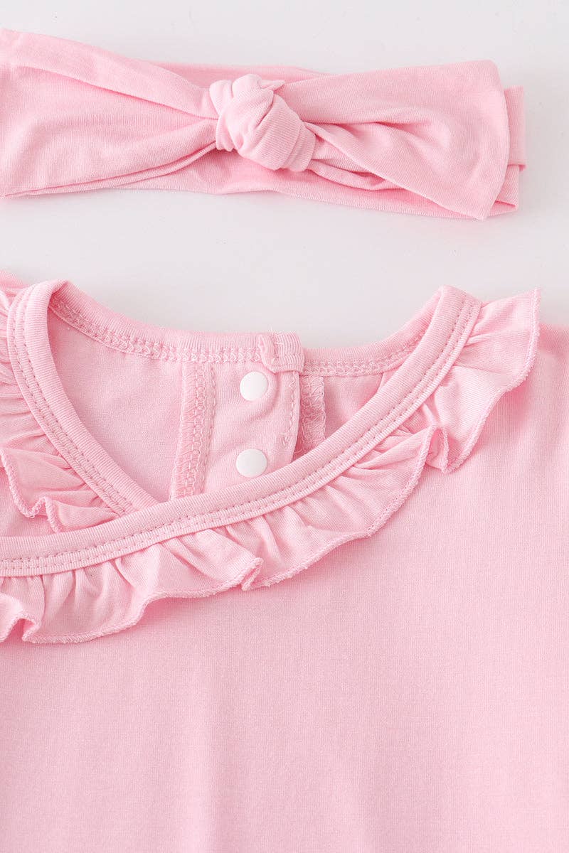 Baby Ruffle Gown: Light Pink (2 PC Bamboo Set)