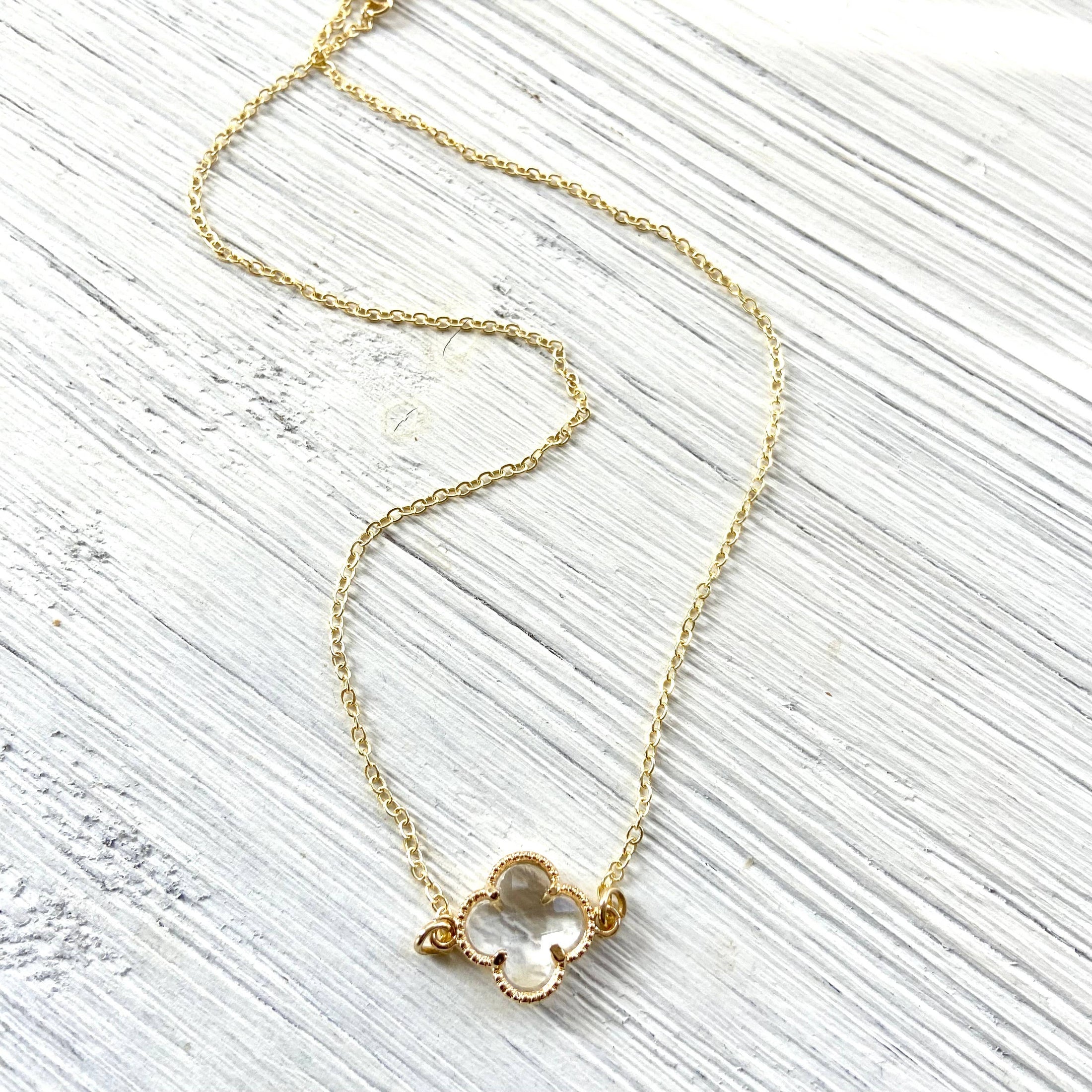 Necklace: Clover Quatrefoil Crystal