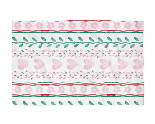Tea Towel: Valentine Heart XOXO Galentine Kitchen Towel Waffle Baking