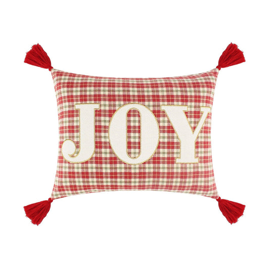 Pillow: Home For Christmas Joy Plaid Pillow 14x18