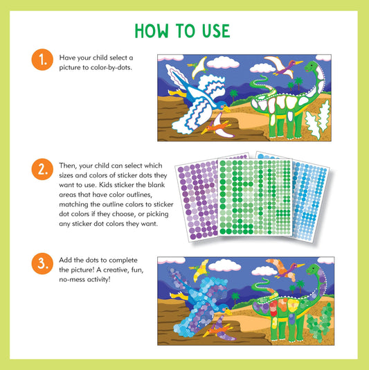 Activity Book: Color-By-Dots Sticker Book - Dinosaurs