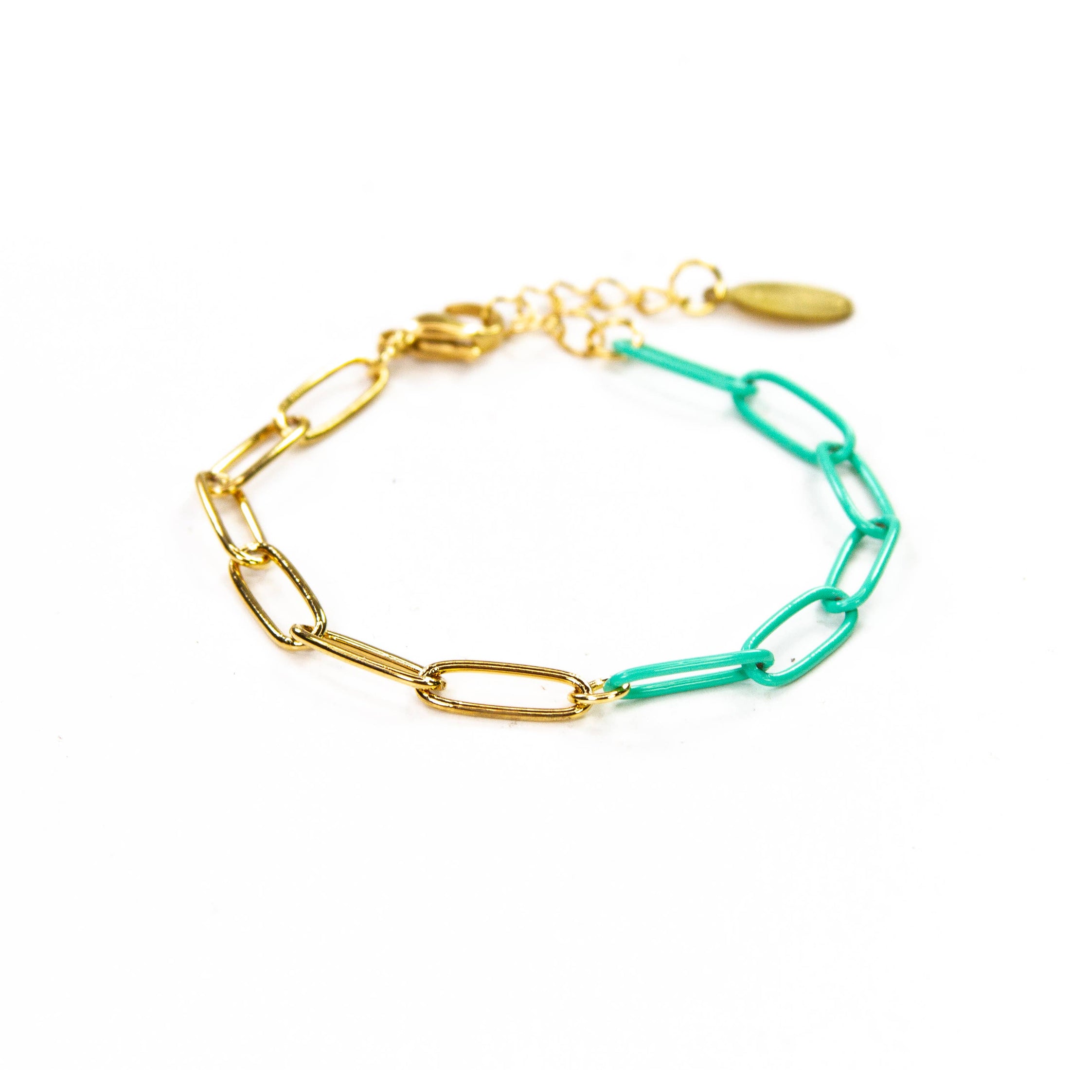 Enamel 16+ Colors paperclip & Gold chain link bracelet