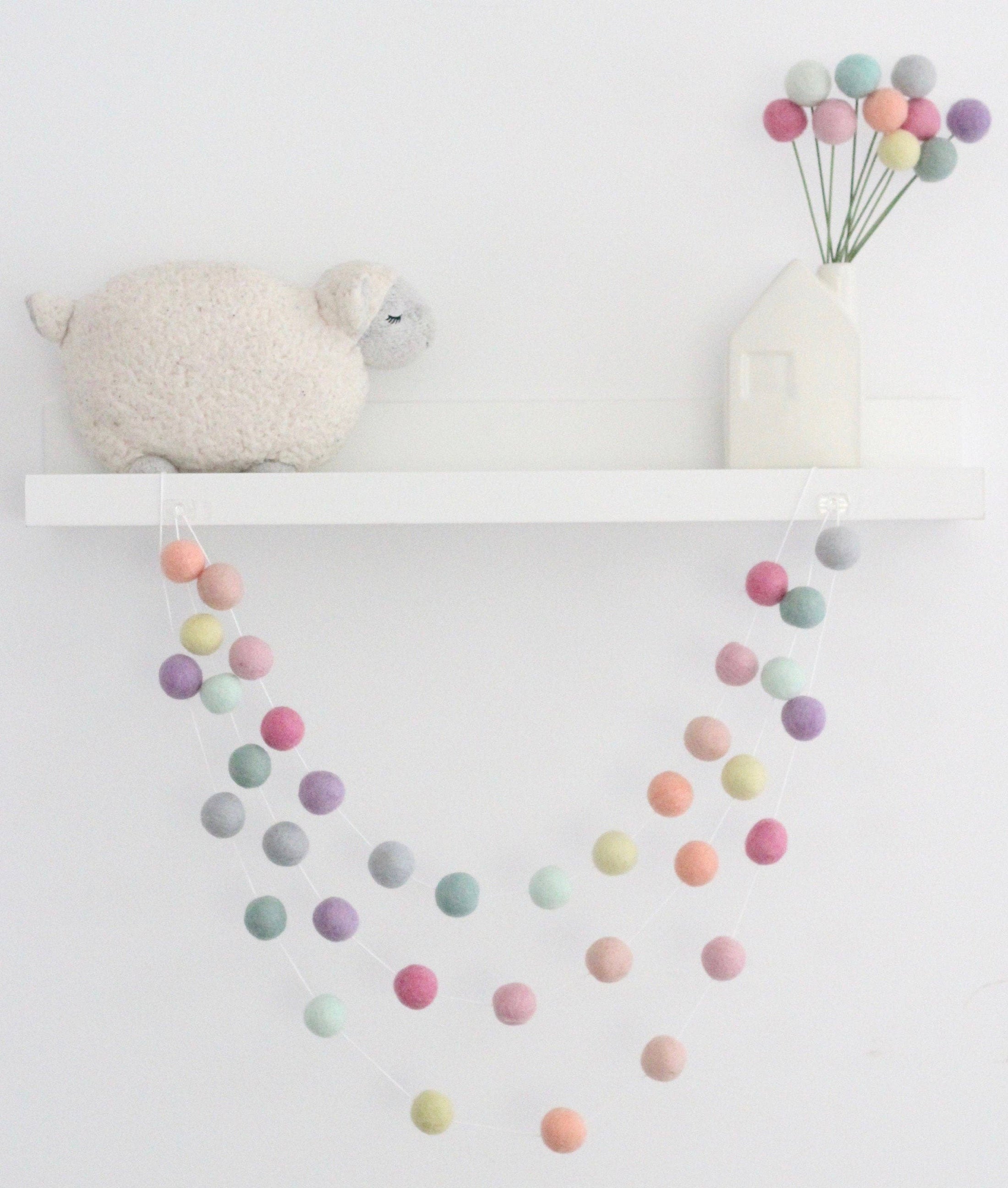 Rainbow Sorbet Felt Ball Garland: 7 ft (28 balls)