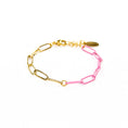 Load image into Gallery viewer, Enamel 16+ Colors paperclip & Gold chain link bracelet
