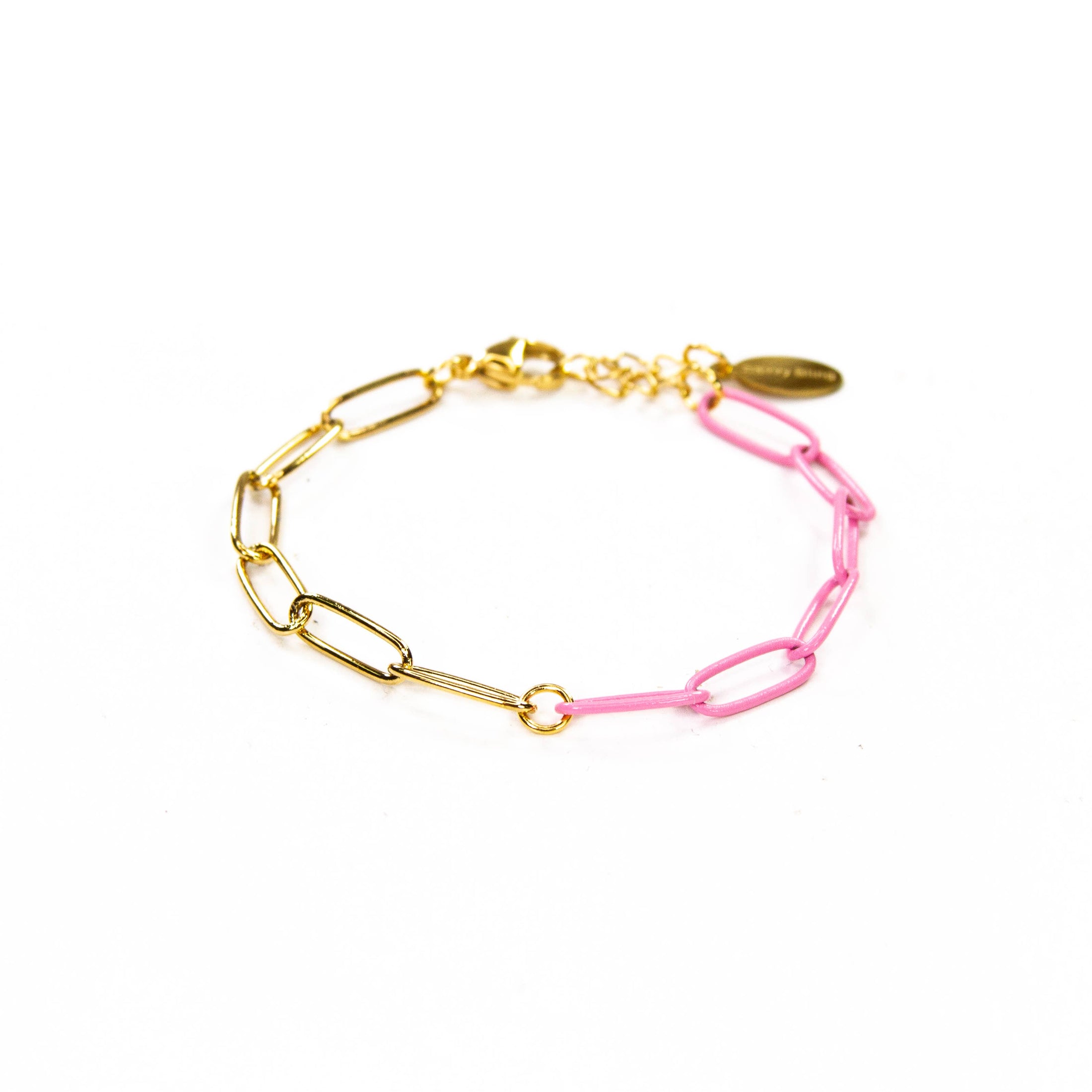 Enamel 16+ Colors paperclip & Gold chain link bracelet