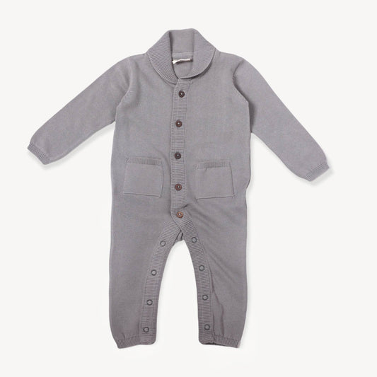 Milan Shawl Sweater Knit Baby Jumpsuit (Organic cotton): Cream / 12-18 Month