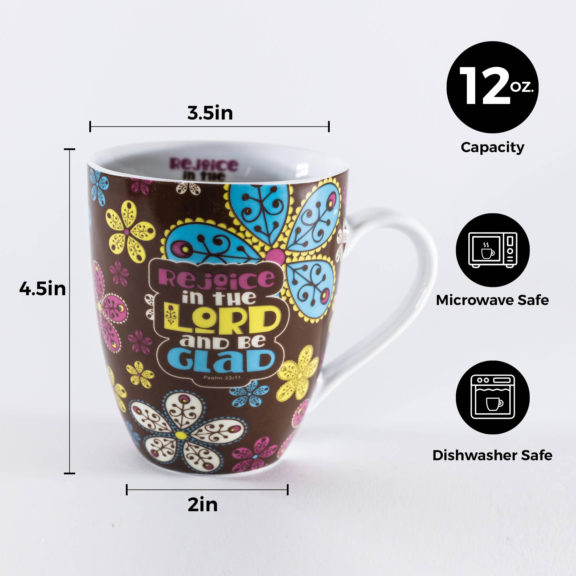 Mug: Paisley Flowers (Psalm 32:11) Ceramic Curvy Mug