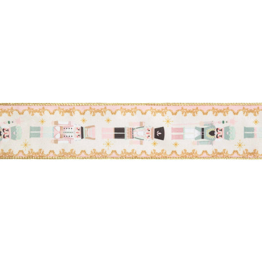 2 1/2" Wired Velvet Ribbon | Pink Nutcracker | 10 Yard Spool