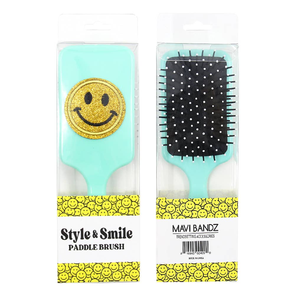 Paddle Wet/Dry Hair Brush: Glitter Smiley Face