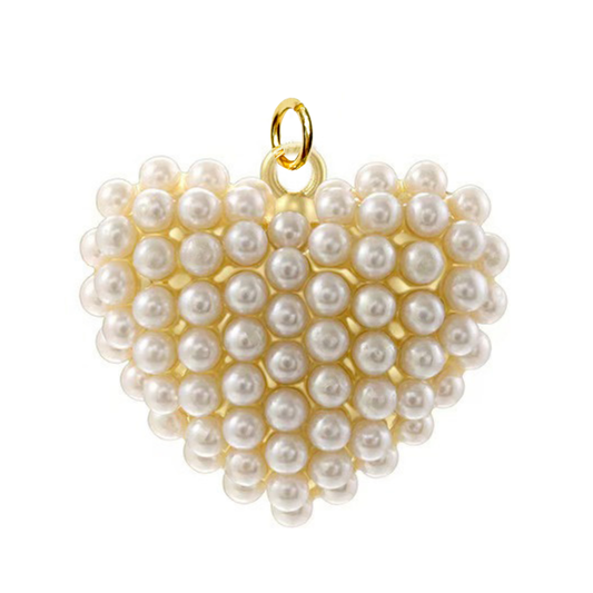 Charm: Pearl Heart Charm For Charm Necklace