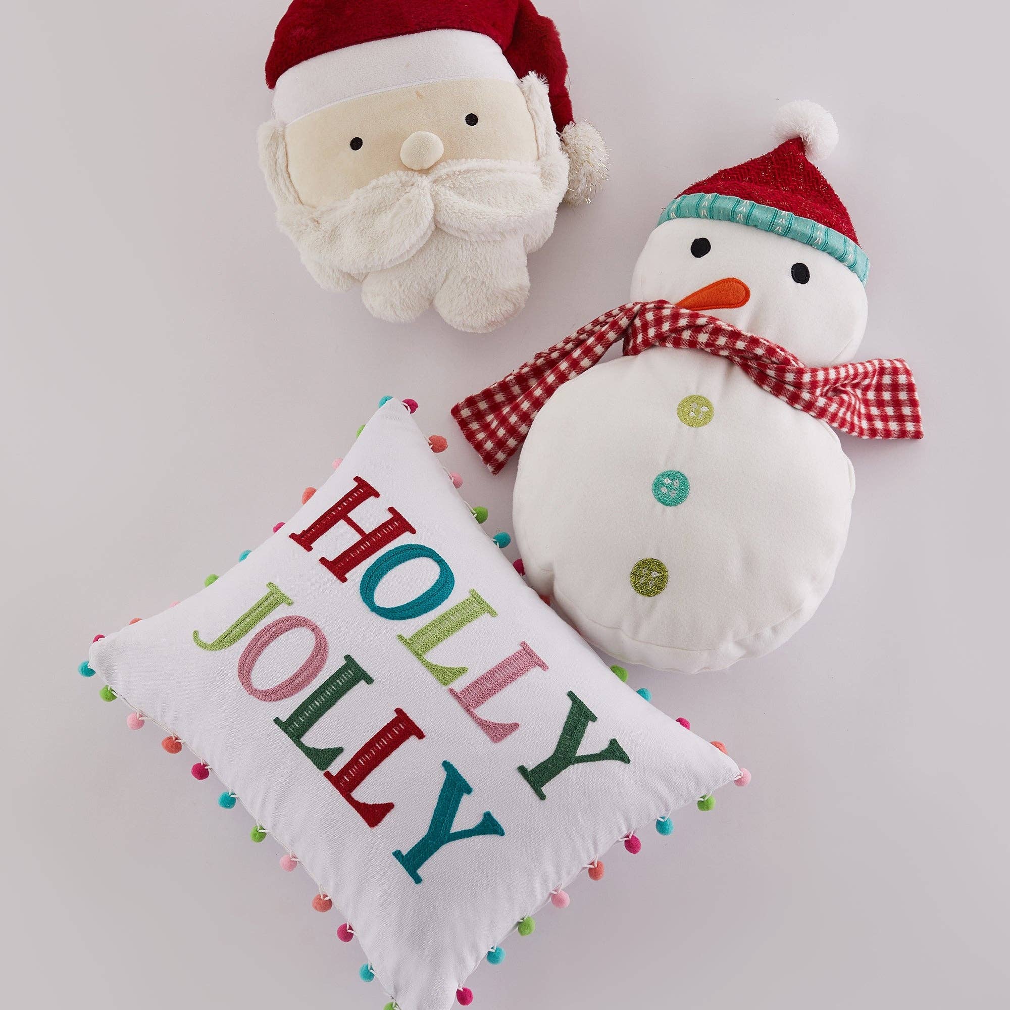 Pillow: Merry & Bright Holly Jolly Pom Pillow (Holiday)
