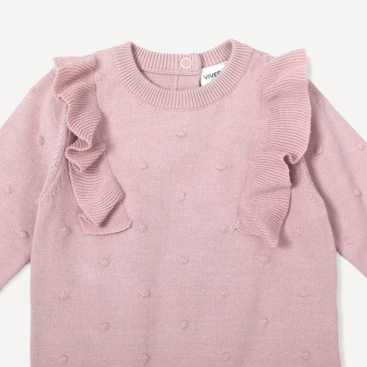 Milan Ruffle Bobble Baby Sweater Knit Pullover Top (Organic): Mauve Pink