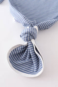 Load image into Gallery viewer, Baby Gown: Blue Stripe (2 PC Newborn Cotton Set)
