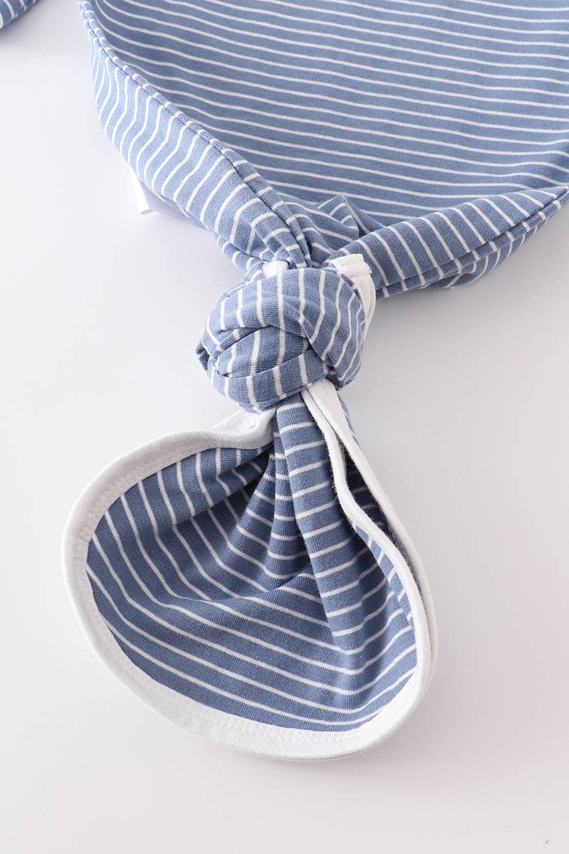 Baby Gown: Blue Stripe (2 PC Newborn Cotton Set)