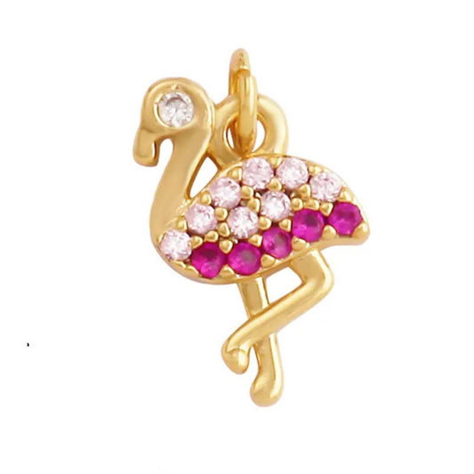 Charm: Pink Flamingo Charm For Charm Necklace & Bracelet