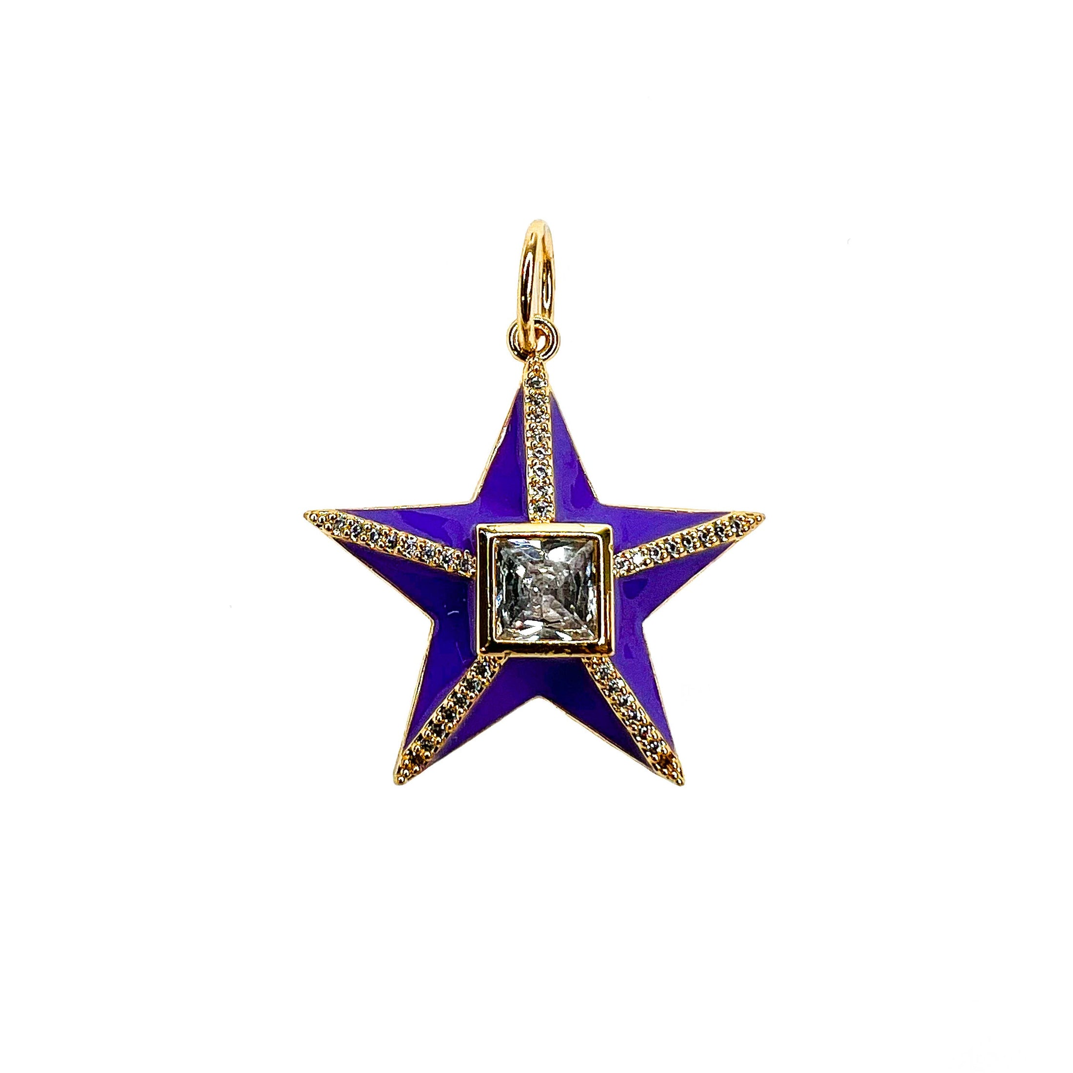 Charm: Star with CZ (Available in Multiple Colors)