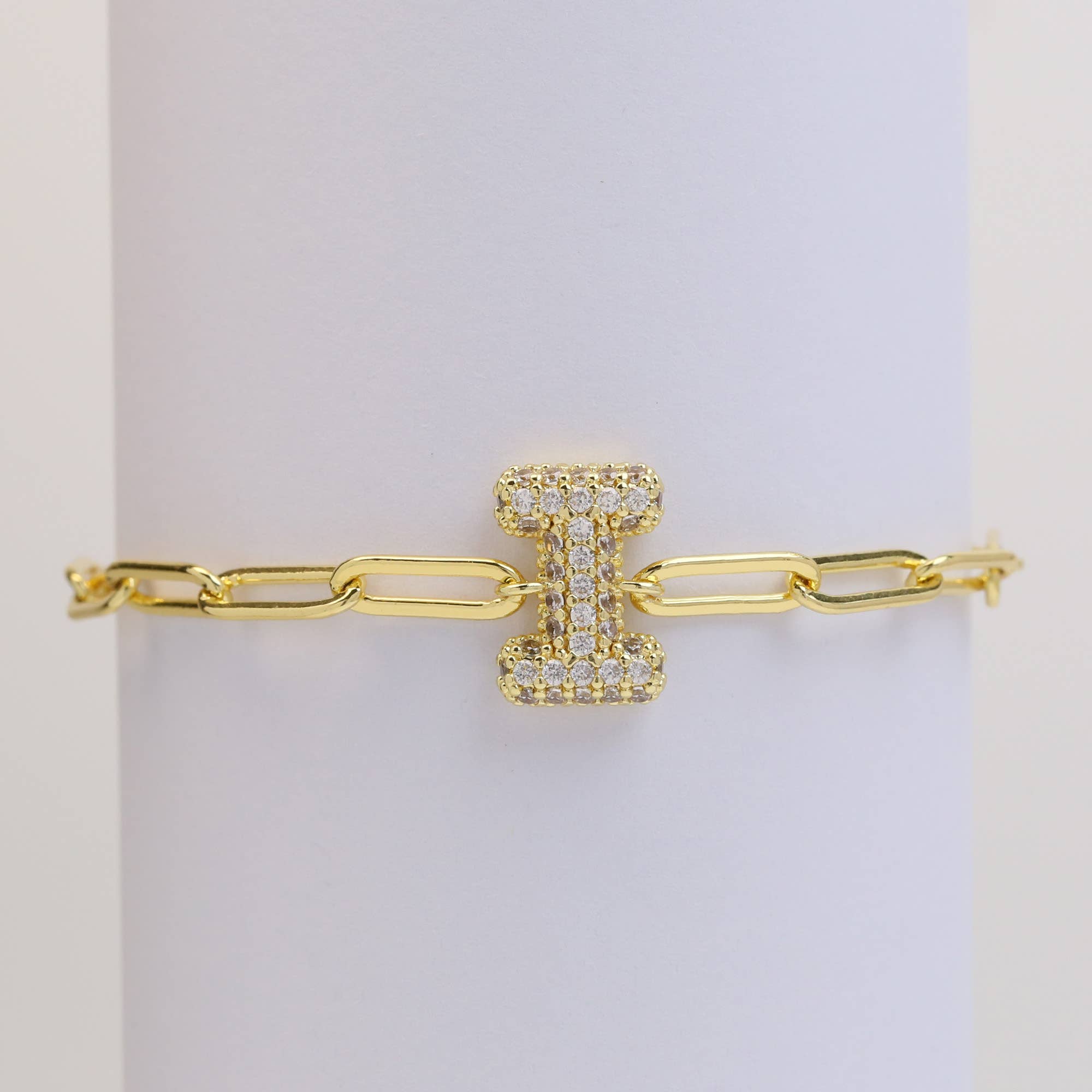 Bracelet: CZ Initial Bubble Balloon Bracelet (Gold Filled)