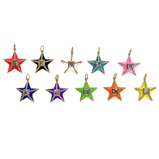 Charm: Star with CZ (Available in Multiple Colors)