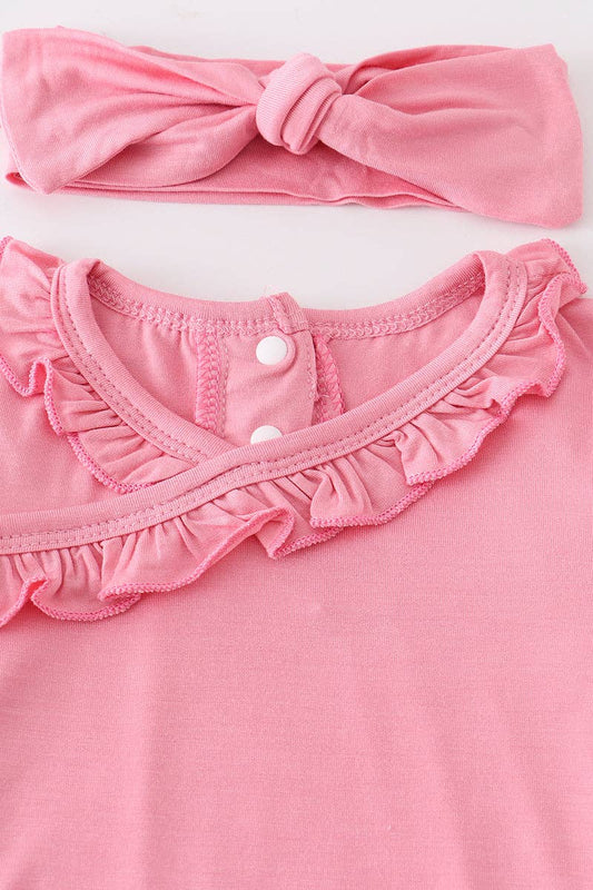 Baby Ruffle Gown: Pink (2 PC Bamboo Set)