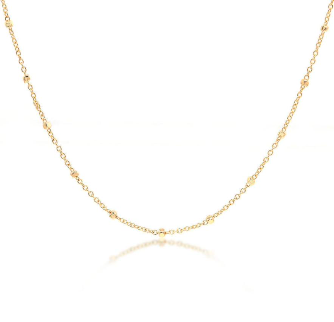 Necklace: Minimalist Beaded Necklace (18K Gold)