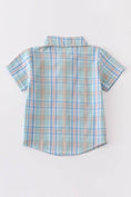 Load image into Gallery viewer, Boy Collared Shirt: Turquoise Plaid
