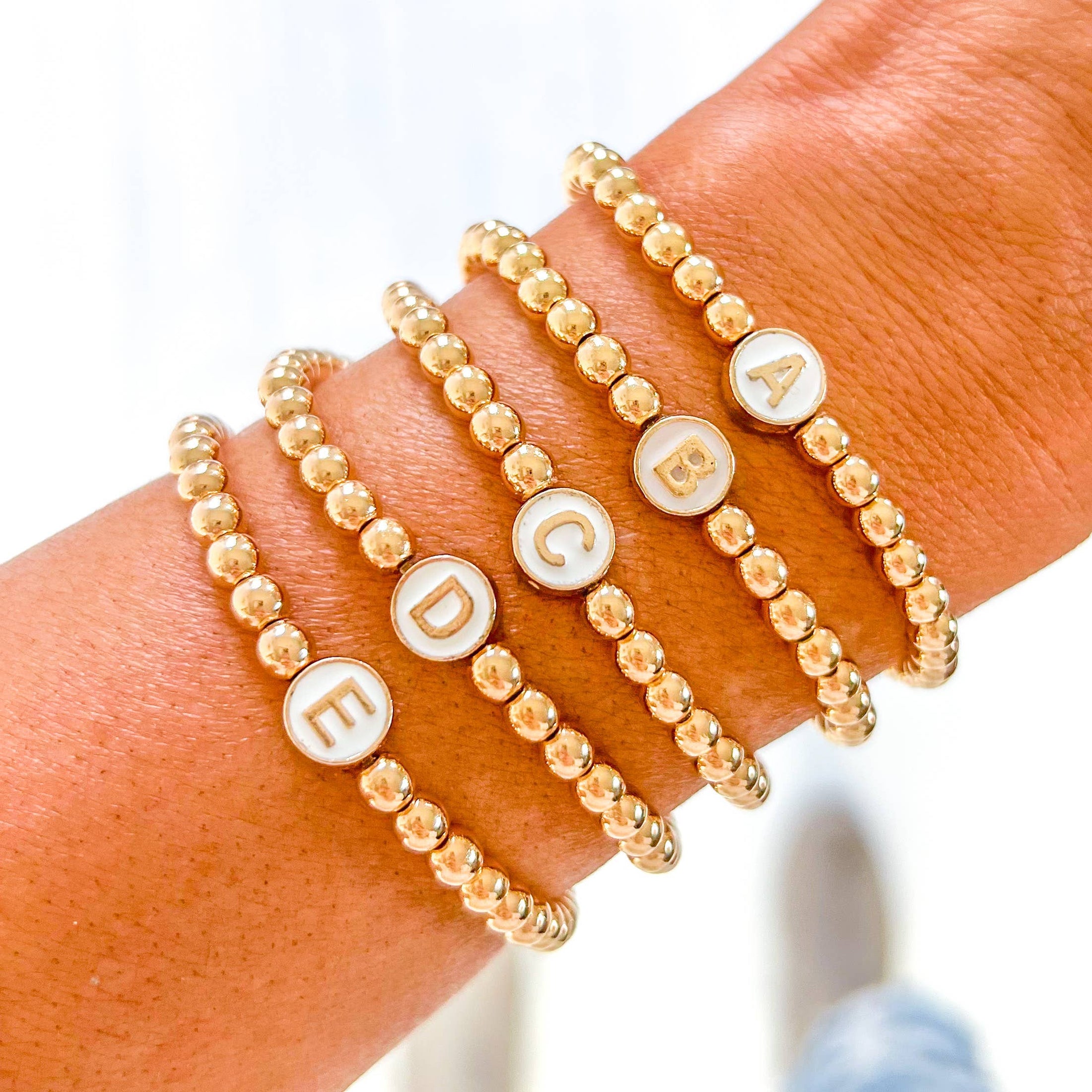 Bracelet: Initial Gold Bead Bracelet (Gold-Filled)