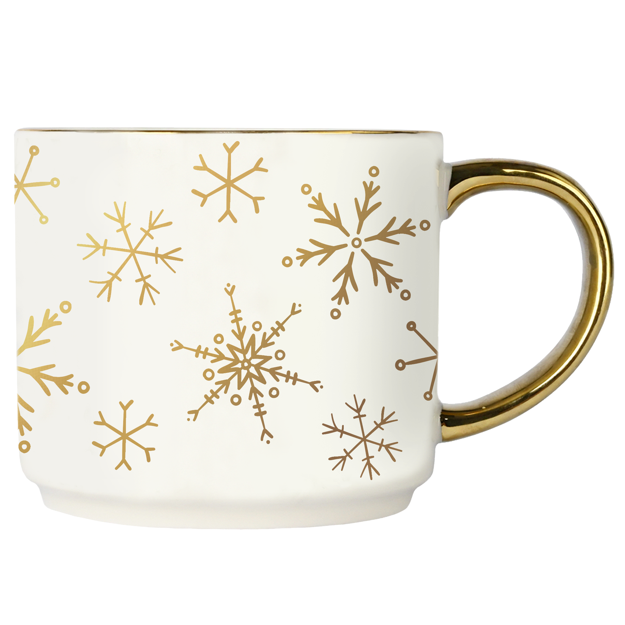 Mug: Gold Snowflakes Holiday