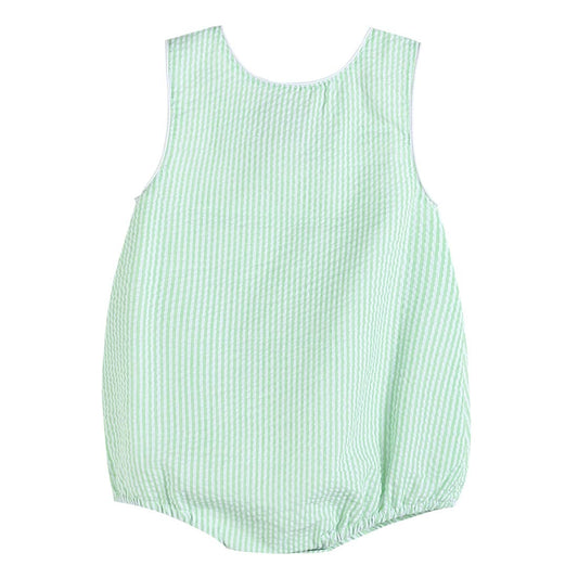 Romper: Classic Green Seersucker Baby and Toddler Bubble Romper