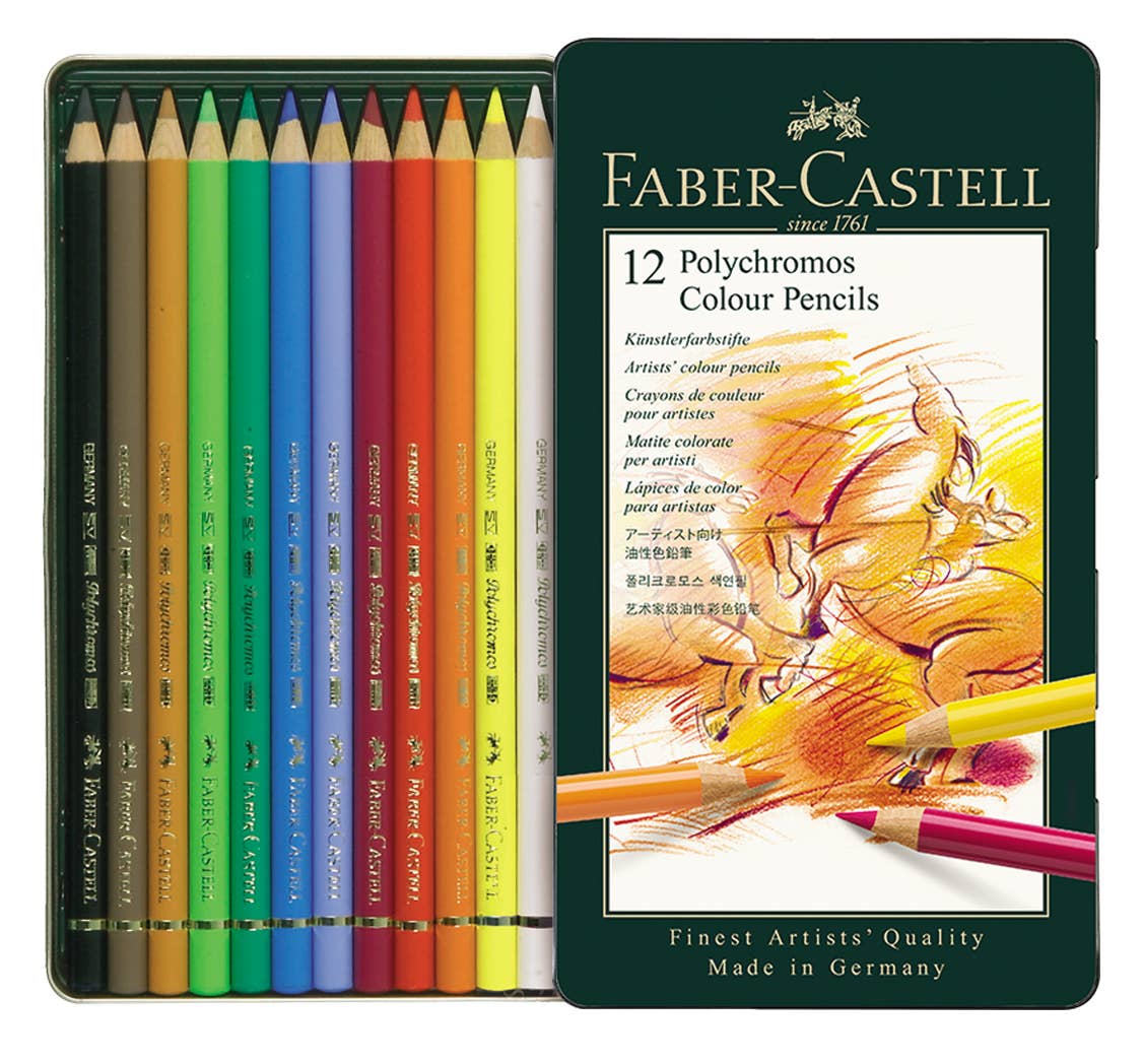 FABER-CASTELL: Polychromos Artists' Color Pencils, Tin of 12