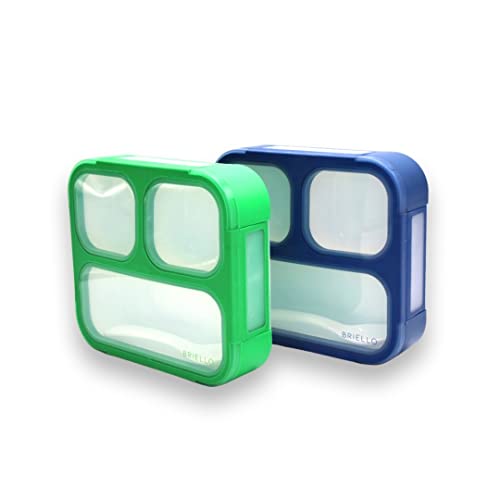 BRIELLO BENTO Lunchbox for Kids & Adults (Leakproof, Dishwasher Safe, BPA-Free with Utensil) (Combo Blue/Green)