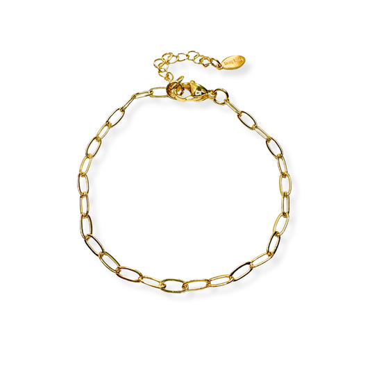 Bracelet: Paper Clip Bracelet w/Gold Lobster Clasp