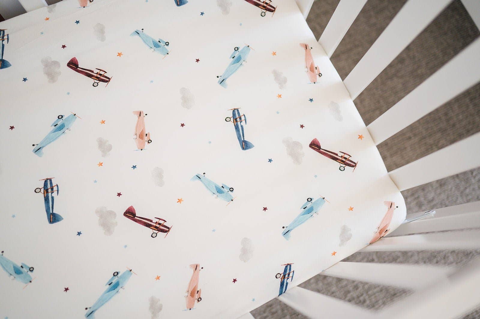 Vintage Airplane: Bamboo Fitted Crib Sheet - Standard