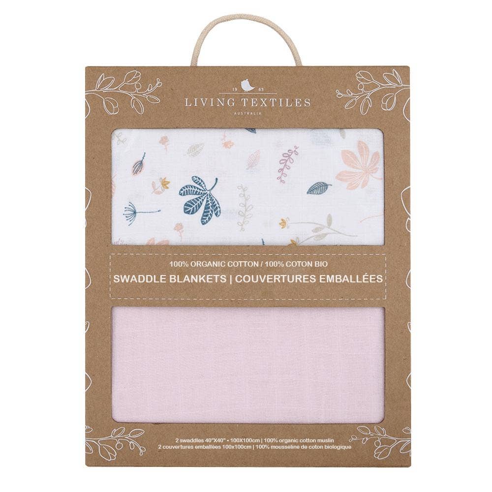 Swaddle Blankets: Organic Muslin - Botanical (2 Pack)