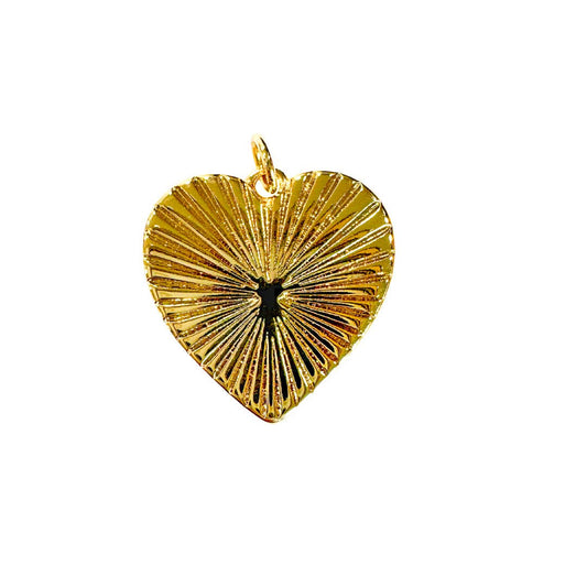 Charm: Gold Heart Burst Charm For Charm Necklace & Bracelet