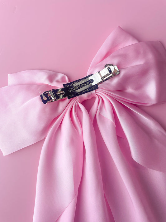 Bow: Silky Oversized Ribbon Hair Bow Barrette