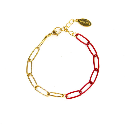 Enamel 16+ Colors paperclip & Gold chain link bracelet