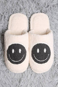 Load image into Gallery viewer, Comfy Happy Face Fuzzy Slipper: Lavender (Size 8-10 Womens)
