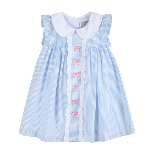 Ruffle Dress: Blue and Pink Bows