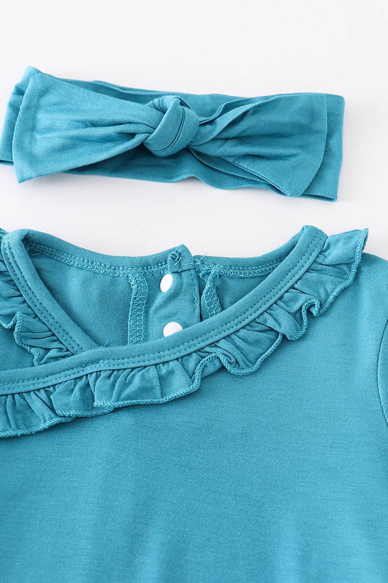 Baby Ruffle Gown: Teal (2 PC Bamboo Set)