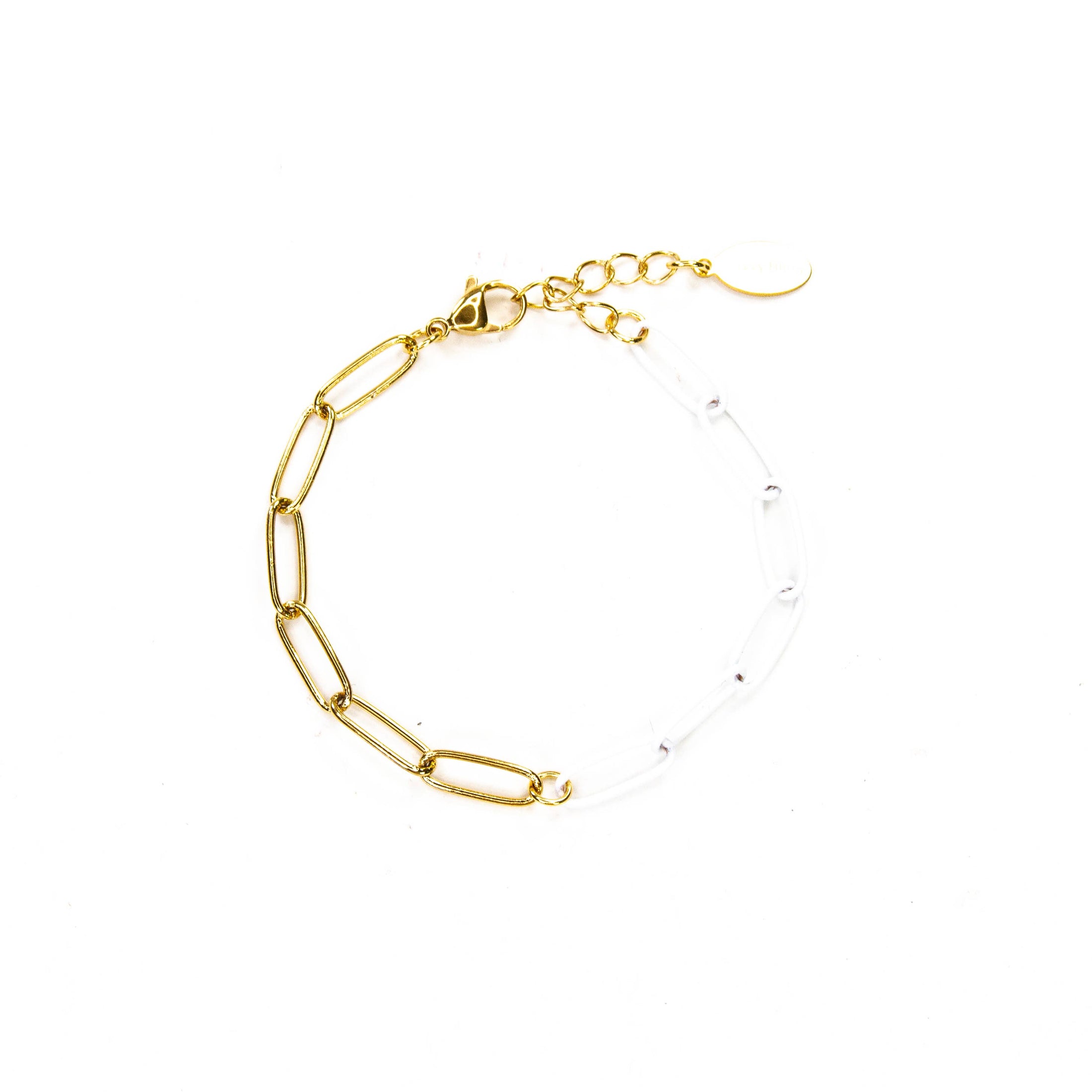 Enamel 16+ Colors paperclip & Gold chain link bracelet